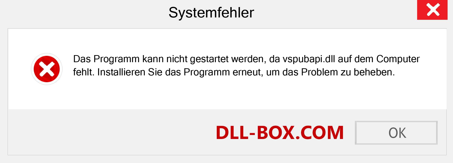 vspubapi.dll-Datei fehlt?. Download für Windows 7, 8, 10 - Fix vspubapi dll Missing Error unter Windows, Fotos, Bildern