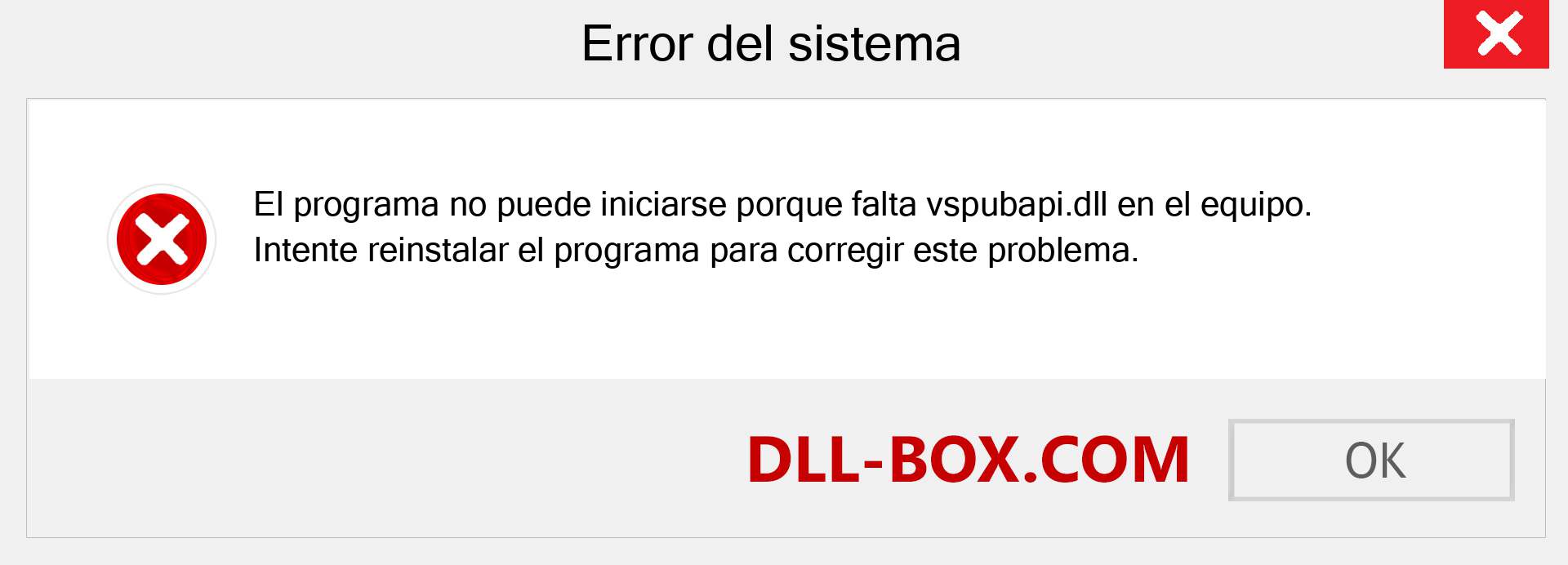 ¿Falta el archivo vspubapi.dll ?. Descargar para Windows 7, 8, 10 - Corregir vspubapi dll Missing Error en Windows, fotos, imágenes