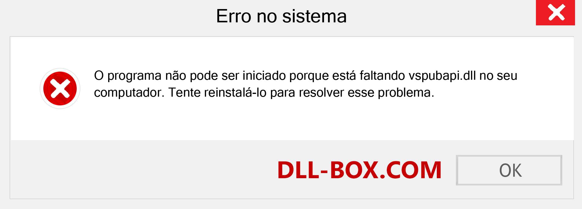 Arquivo vspubapi.dll ausente ?. Download para Windows 7, 8, 10 - Correção de erro ausente vspubapi dll no Windows, fotos, imagens